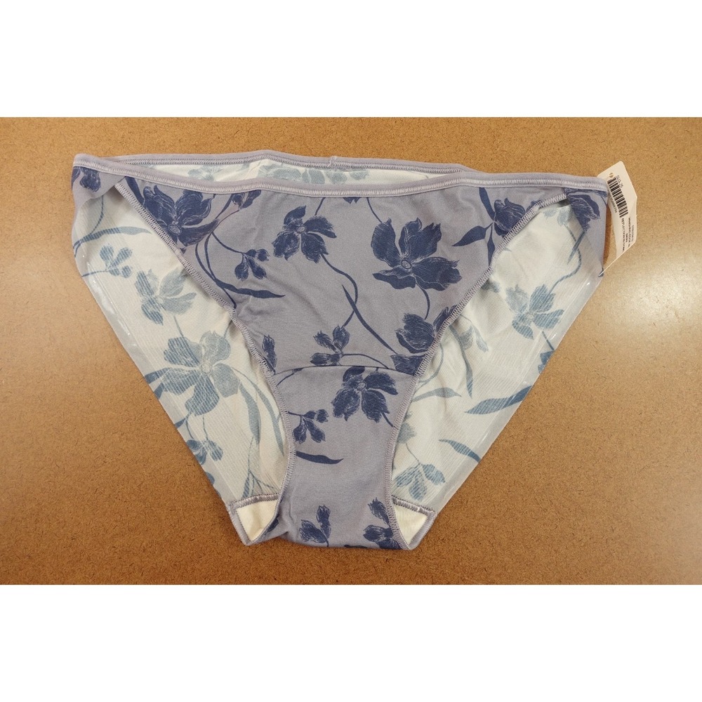 Soma Womens Large Lavender Floral Print Vanishing Edge Micro Bikini Panty NWT